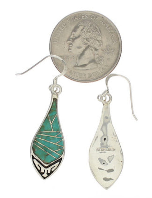 Southwestern Sterling Silver Turquoise Hook Dangle Earrings TX26445